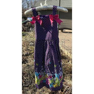 Jessica Ann Girls Purple Print Polka Dots Girl Size 12 Floral Party Easter EUC